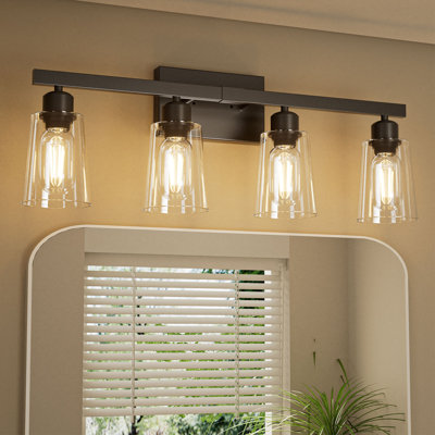 Éclairage pour meuble-lavabo de salle de bain 4 lumières, luminaires de salle de bain modernes avec verre transparent, lumières de meuble-lavabo sur miroir de couloir de cuisine pour le salon, 26,5 po