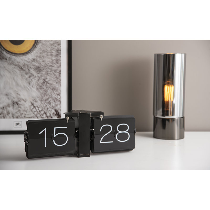 Metal Wall Clock, 8.5cm H x 36cm W x 8.5cm D, Black