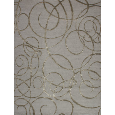 Abstract Area Rug in Pewter/Brown
