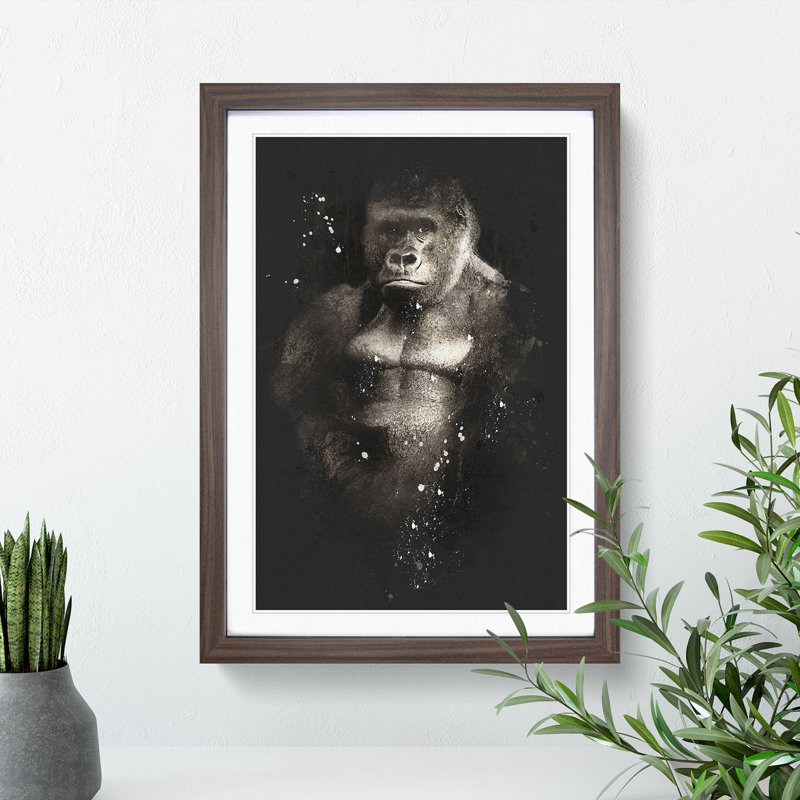 Silverback Gorilla Vol.2 Paint Splash - Picture Frame Graphic Art, 36cm H x 27cm W x 2cm D, Walnut