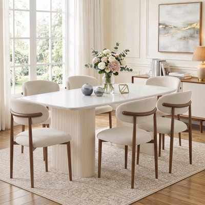 Ensemble de salle à manger moderne de 7 pièces de 170 cm avec des chaises rembourrées