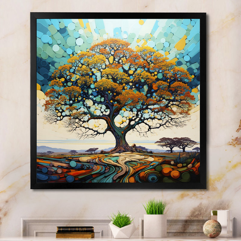 Baobab Tree Dancing III sur toile, Cadre simple noir, H 36 po x l 36 po x P 1,5 po