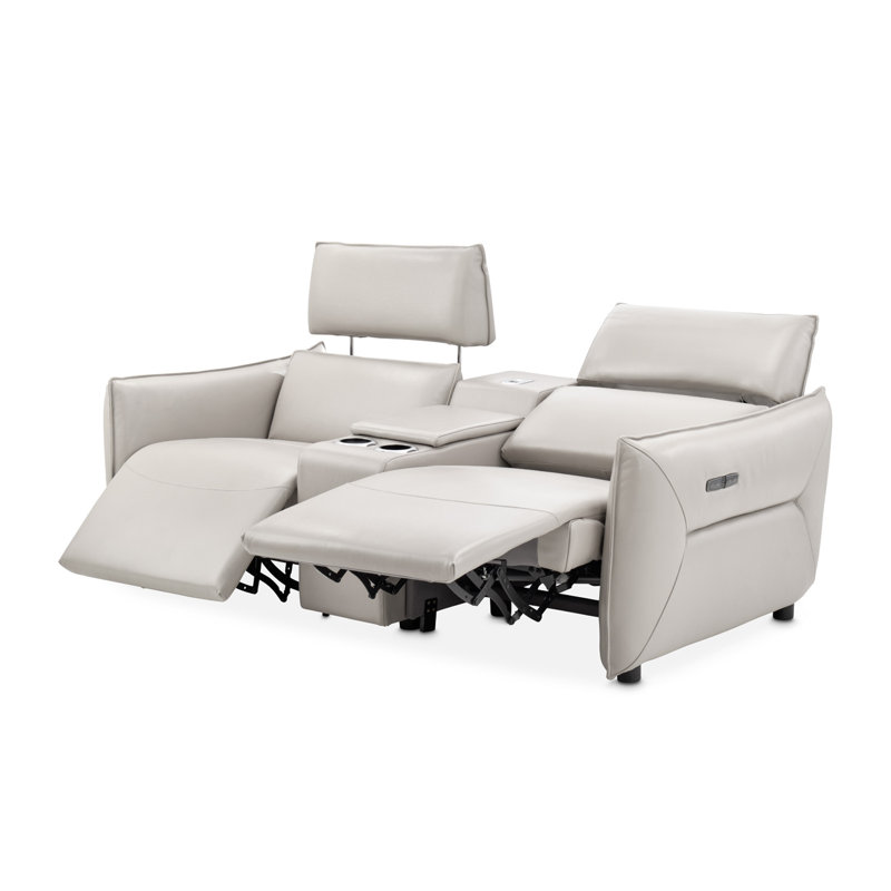 Mia Bella 78'' Recessed Arm Reclining Loveseat, Light Gray