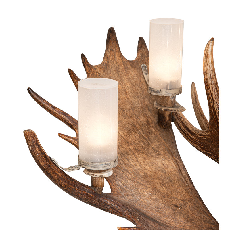 64" Wide Antlers Moose 12 Light Chandelier
