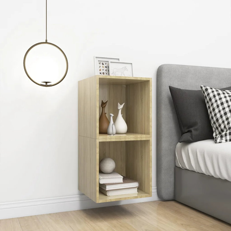 Guang 2 Piece Square Cube Shelf, Sonoma Oak