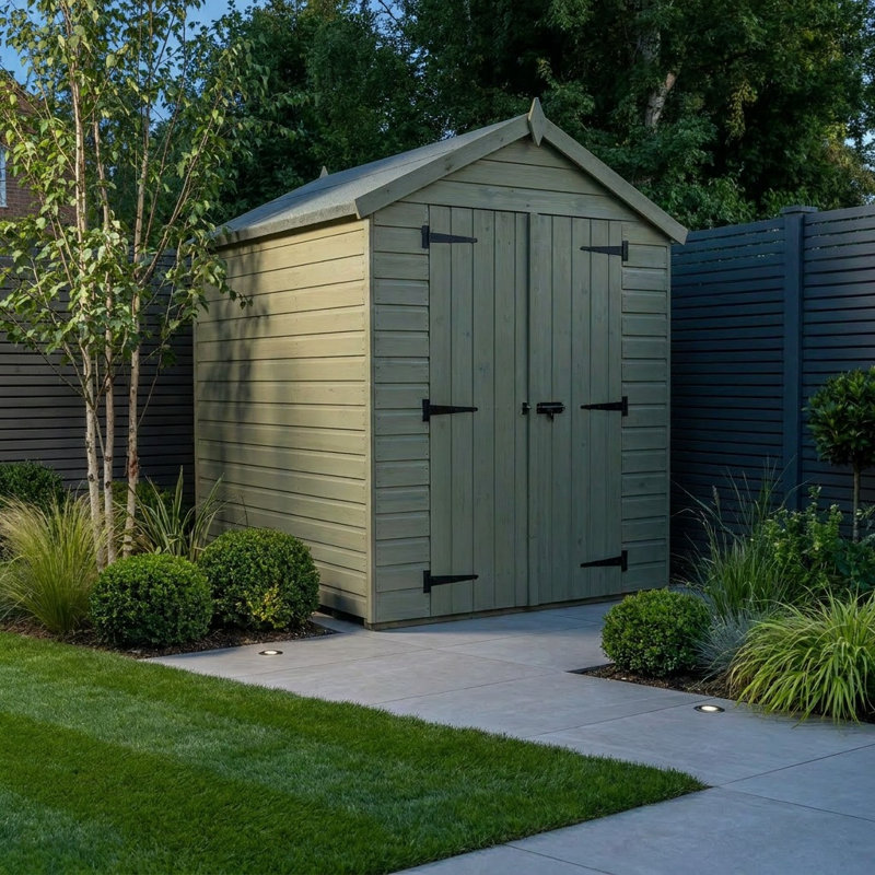 Total Sheds 8ft x 7ft Apex Garden Shed - Double Door - No Windows - Pressure Treated Timber - UK Manufactured