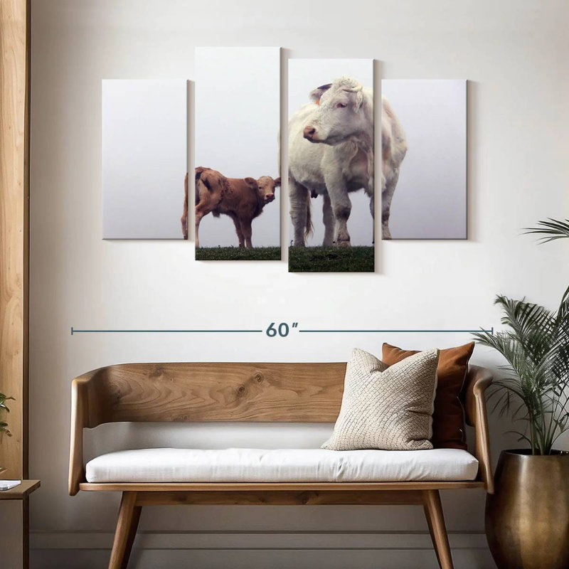 Mère et bébé vache, H 32 po x l 52 po