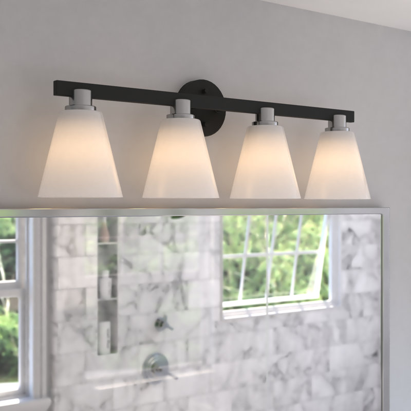 Luminaire de salle de bain à intensité variable noir mat / nickel satiné, 4