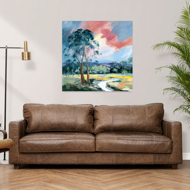 «Dancing Light At Sundown Abstract Contemporary Landscape Art», H 36 po x l 36 po