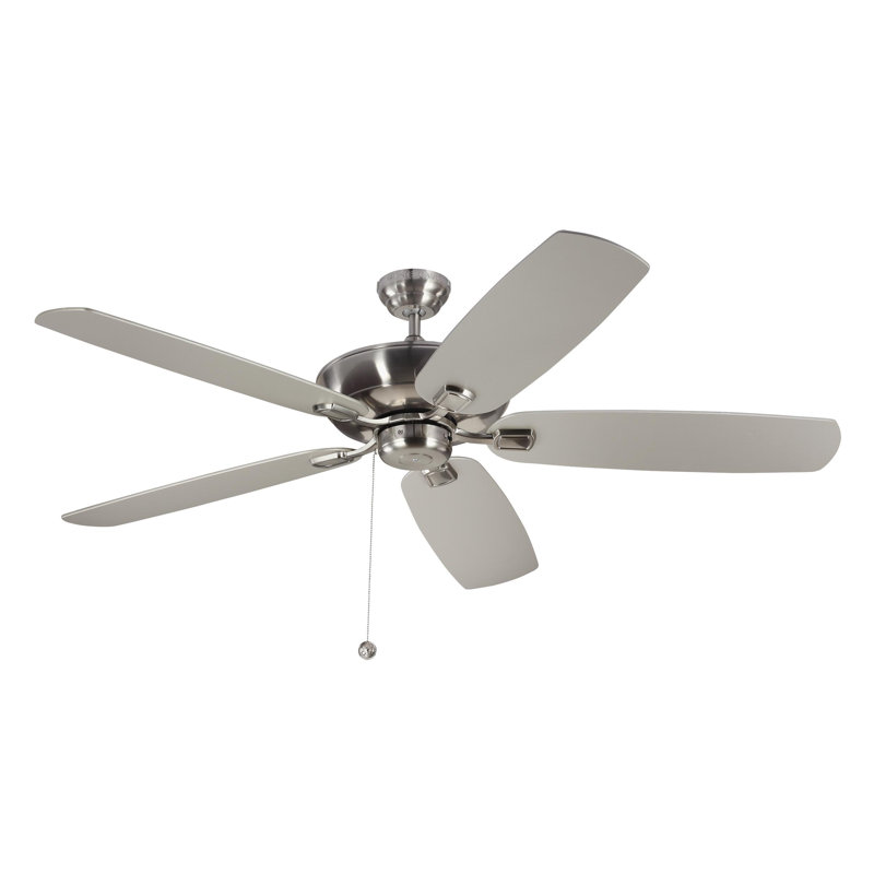 60'' Ceiling Fan, Brushed Steel with Brown Blades