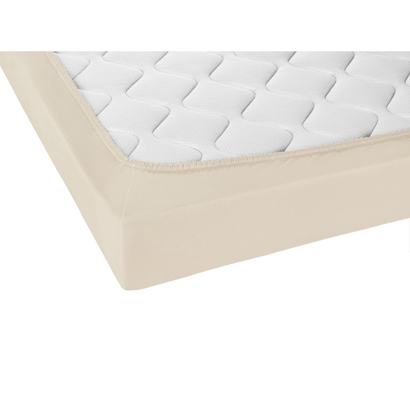 Cotton Blend Jersey Knit Fitted Sheet, Pearl, 90-100 x 190-220 cm