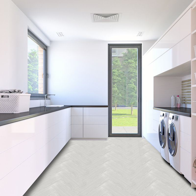 6" x 18" Luxury Vinyl Tile,Self-adhesive Vinyl Flooring, Whitewashed Pine