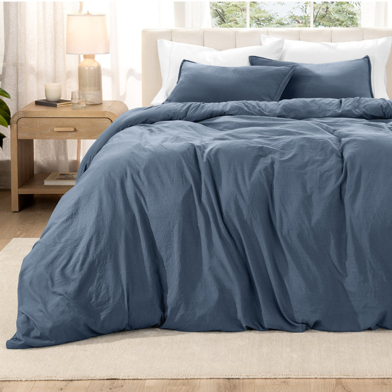 Washed Microfiber Duvet Cover Set, Bering Sea, Queen Duvet Cover + 2 Standard Shams