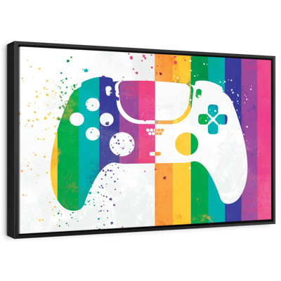 " Rainbow Splatter Controller Canvas Print "