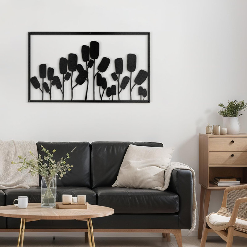 Wall Decor Metal, Black, 9" H x 18" W x 0.05" D