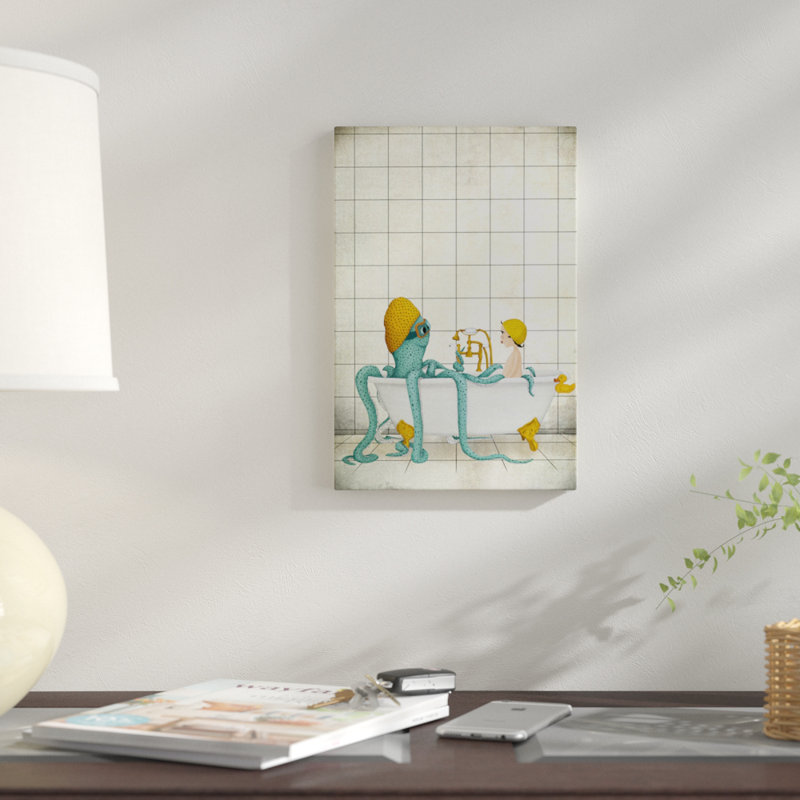 « bain time », impression sur toile, H 12 po x l 8 po x P 0,75 po, Pas de tapis, Toile tendue