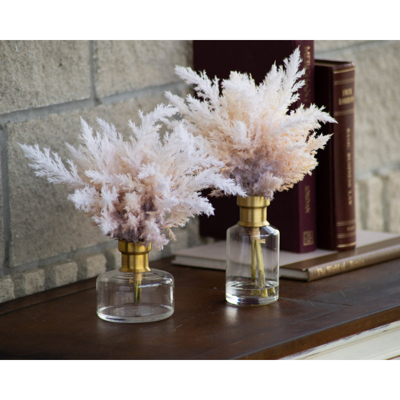 Silk Pampas Grass Arrangement in Vase, 13" H x 9" W