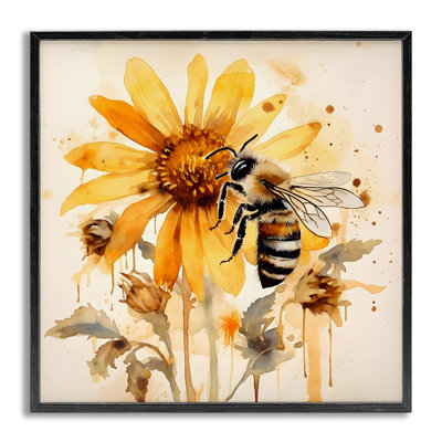 Busy Bee with Flower Framed Giclee Art by Petal Prints Design