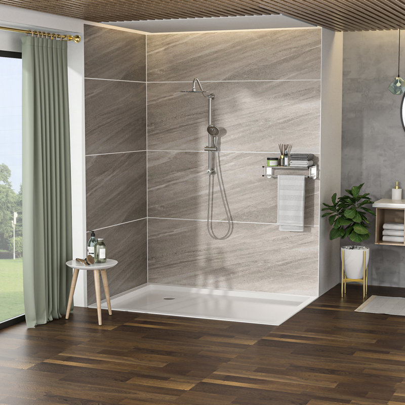 Ensemble de douche en nickel brossé - tête ronde de 10 pouces et 2 têtes portatives, massage à 5 modes de sortie, bulles, pluie, pluie et bulles, fixation murale pluie et massage, entrée G1 / 2, plomberie américaine compatible avec les modèles de jet