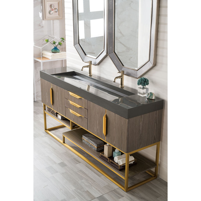 Columbia 72'' W Single Vanity, Dusk Gray, Glossy White, Radiant Gold