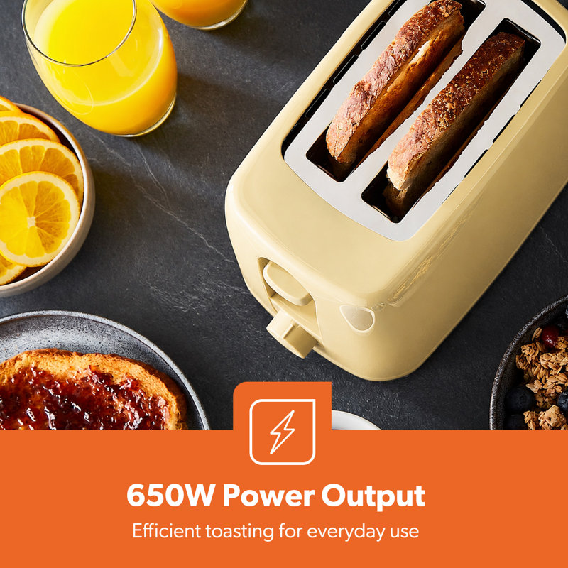 GEEPAS 2 Slice Toaster | 6 Browning Levels with Cancel Function | For Thin Small Bread Slice, Removable Crumb Tray Cool Touch Housing High Lift | Space-Saving Design | 1 Yr Warranty 650W