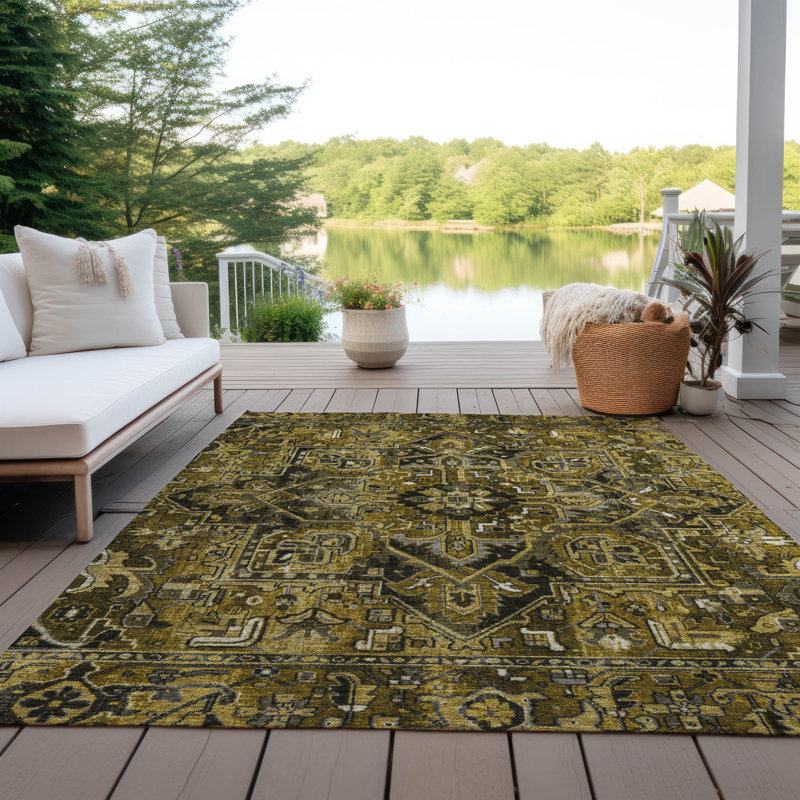 Washable Oriental Indoor / Outdoor Rug, Rectangle 5' x 7'6"