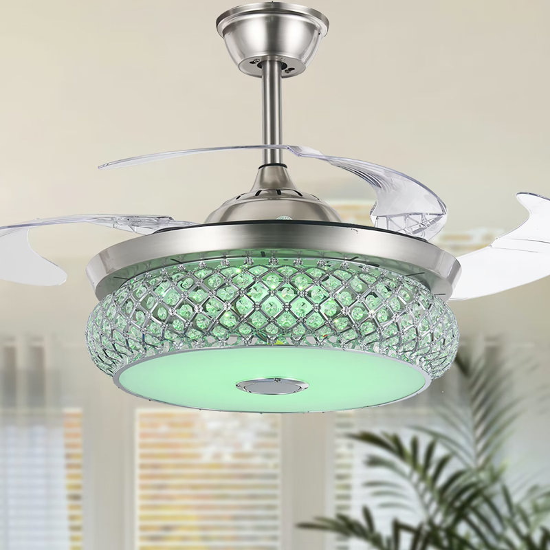 Zahnya 42'' Ceiling Fan with LED Lights, Chrome