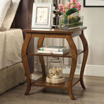 Table de bout carrée avec 2 tablettes, bleu sarcelle