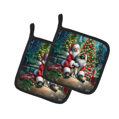 Paire de poignées Keeshond and Santa Claus