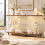 Vitrine vitrée de 160 cm de large avec plateau en noyer, 4 portes et éclairage DEL contrôlé par application