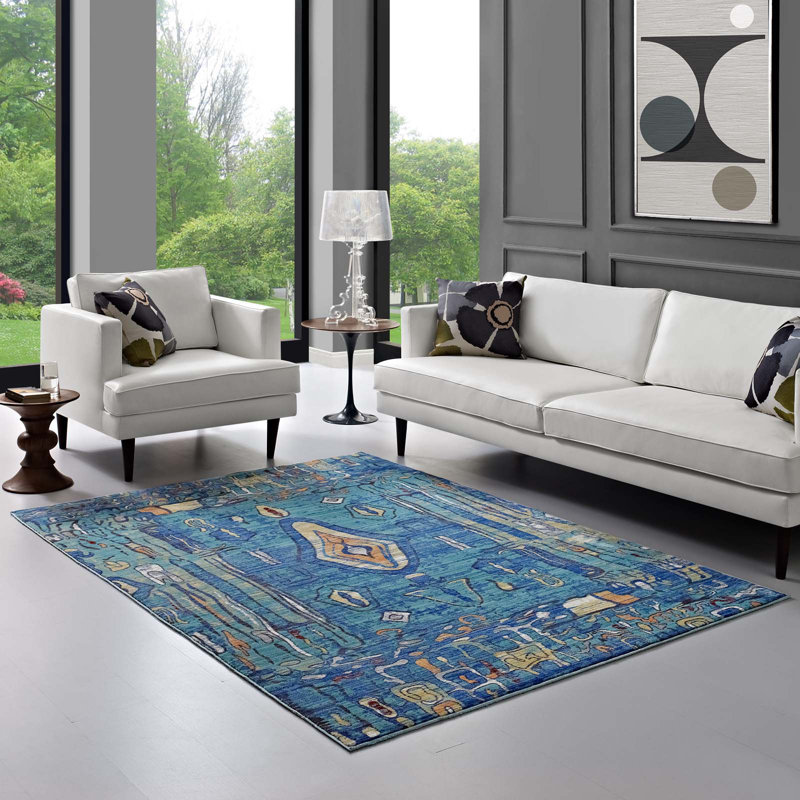 Modway Yaretzi Distressed Southwestern Aztec Area Rug, Rectangle 4' x 6'