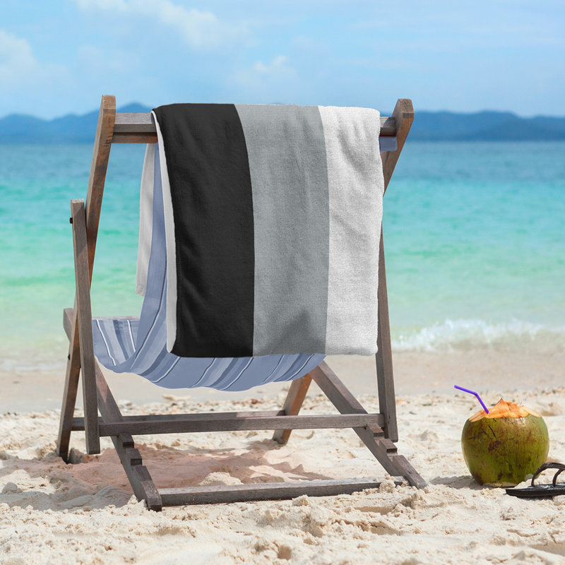 Lightweight Beach Towel, Black/Gray/White, Microfiber