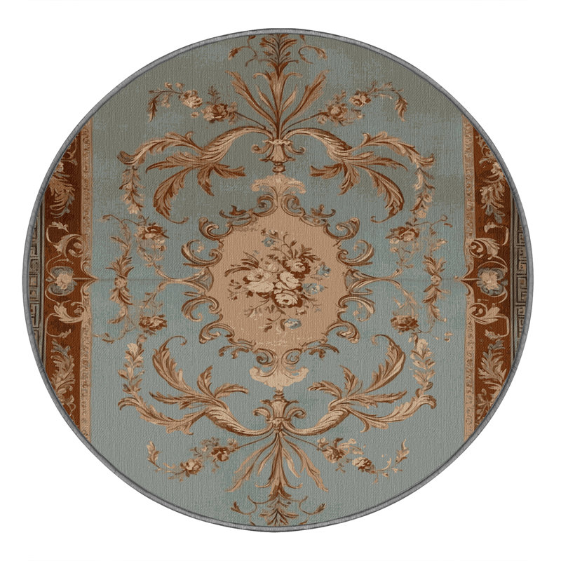 Tapis gris français lavable à la machine, Rond 3 pi