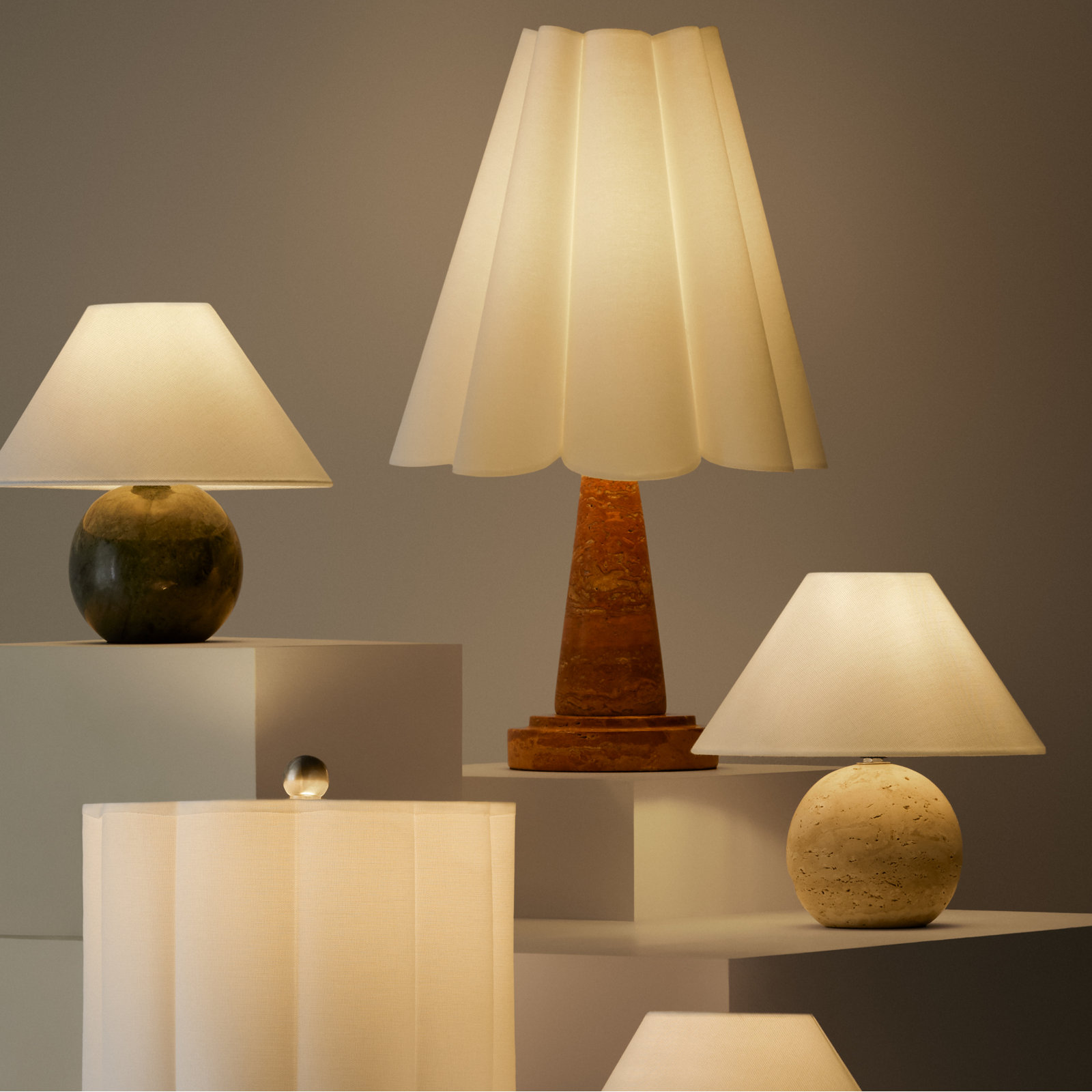 Chemise Genuine Marble Table Lamp, Plain