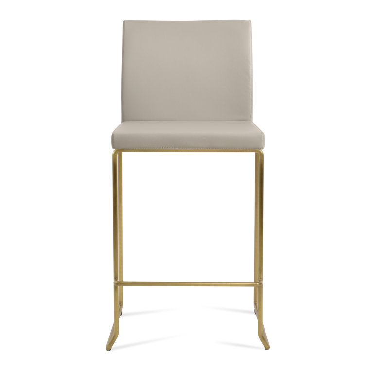 Tabouret de bar et de comptoir empilable Aria, Laiton, Tabouret de comptoir (siège d'une hauteur de 24 p, Gris clair
