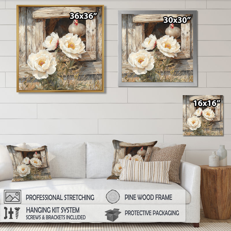 Art mural sur toile Criner, Impression encadrée flottante, Crème, crème, H 16 po x l 16 po