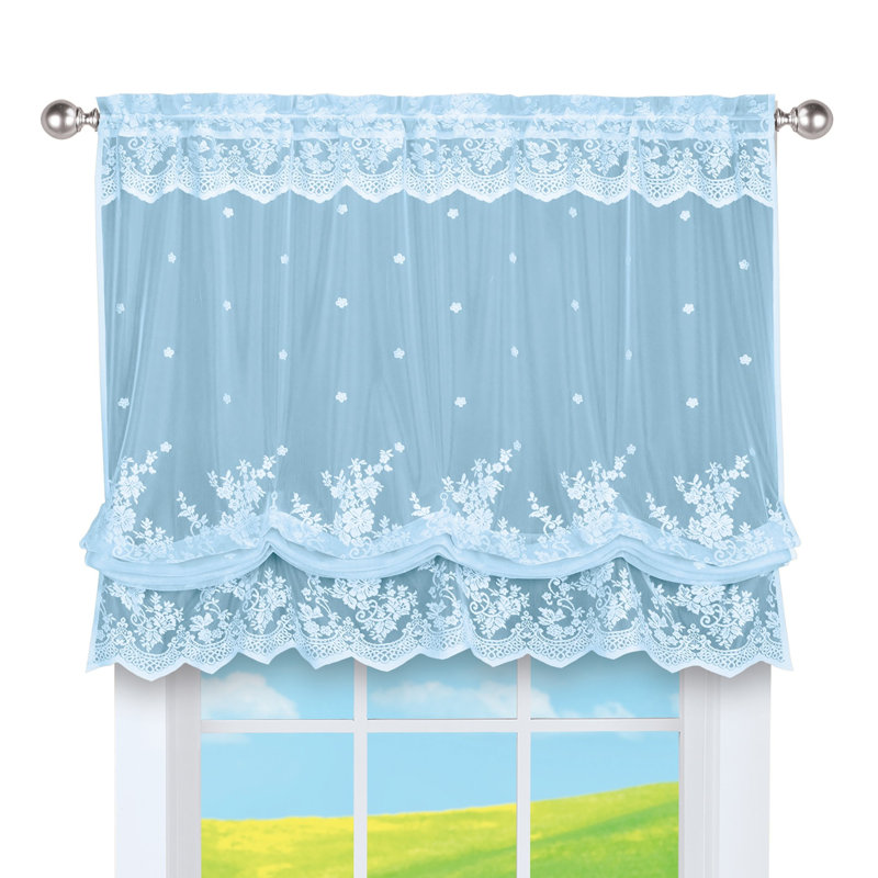 Cantonnière rétro en dentelle rose, Bleu