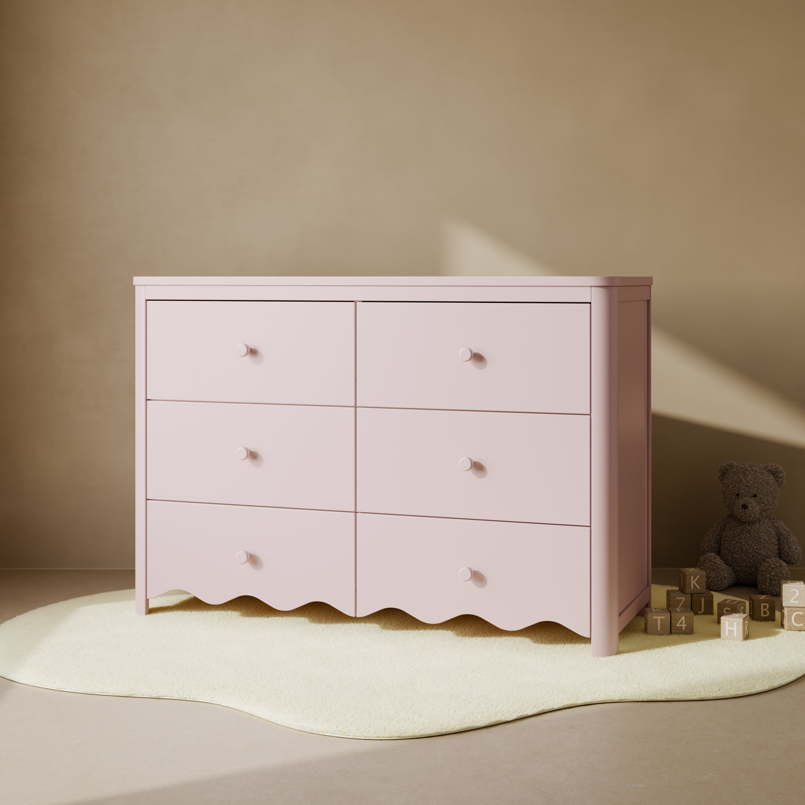 Casablanca 6-Drawer Double Dresser, Blush
