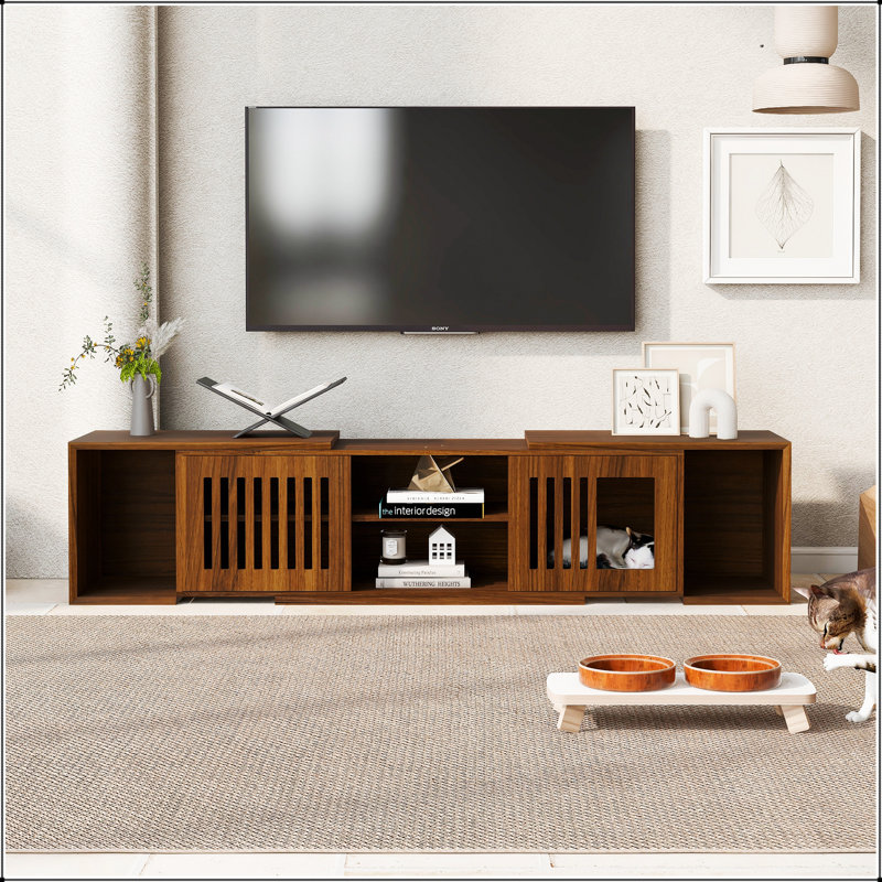 Meuble télé Mid-Century en noyer avec table extensible Morden