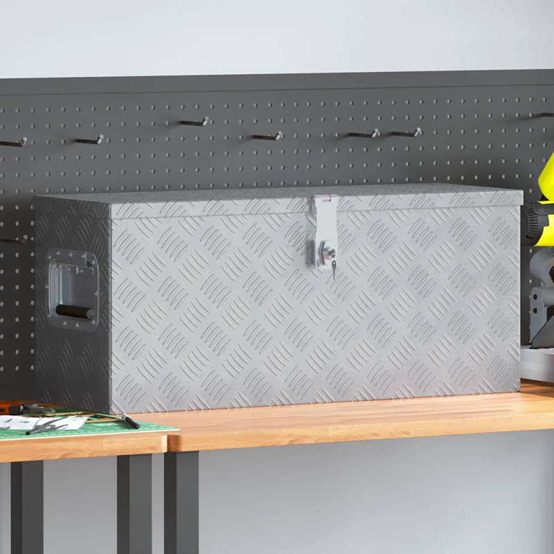 Boîte à outils Boîte de rangement extérieure avec système de verrouillage Coffre à outils en aluminium, Argent