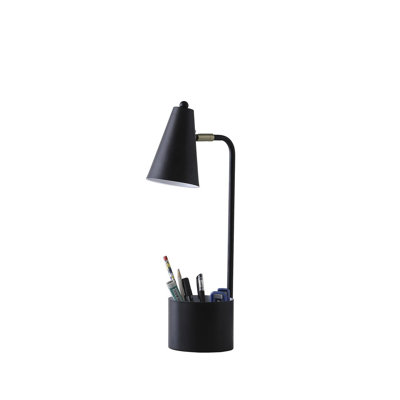 Lampe de bureau 19,5 po en métal noir avec organisateur