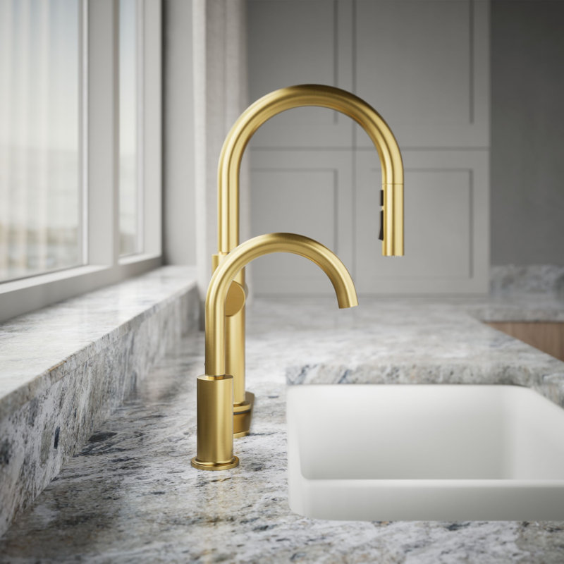 Contemporary Beverage Faucet, Vibrant Brushed Moderne Brass