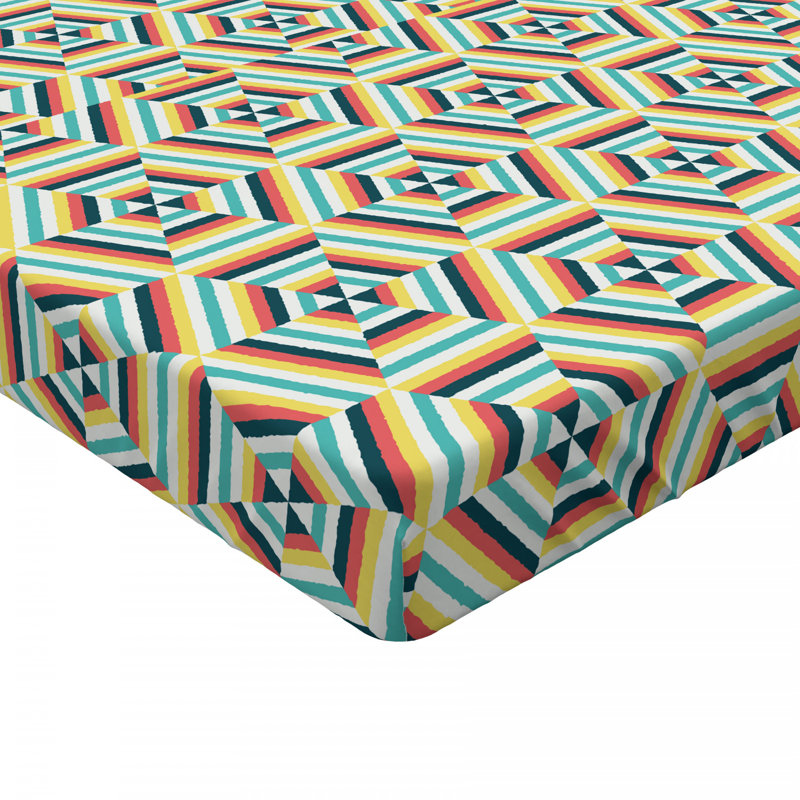 Microfiber Geometric Fitted Sheet, Full Fitted Sheet
