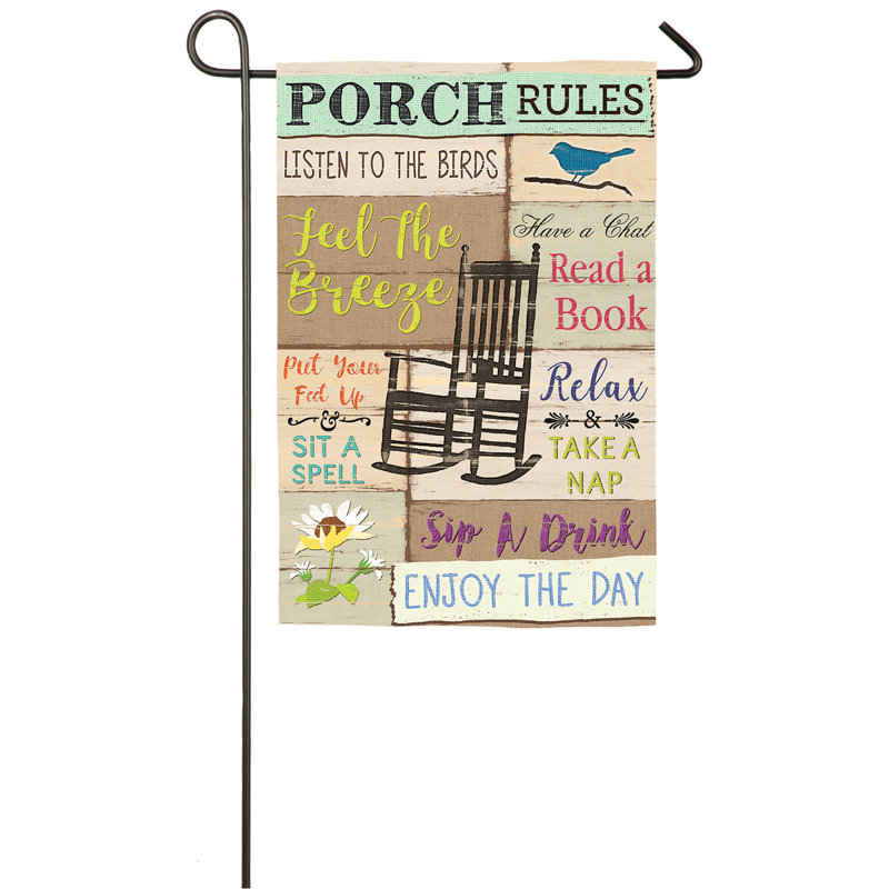 Porch Rules Double Sided Garden Suede Flag 