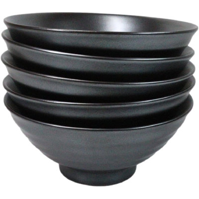 Pack Of 5 Black Tetsu Kesho Ceramic Collection Large Ramen Soup Dinner Bowl 40Oz