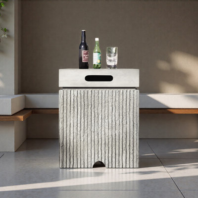 15.75''Outdoor Propane Tank Cover Table With Vertical Slats,MGO Propane Holder Hideaway For 20 Lb Gas Tank,Square Top Side Table With Handle Slots