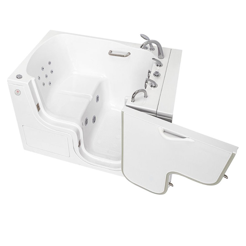 Wheelchair Transfer 36"x55" Acrylic Hydro Massage Walk-In Bathtub, Heated Seat, Fast Fill Faucet, Right