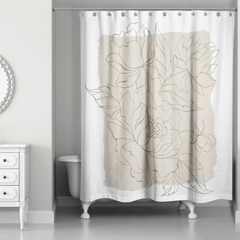 Deralin Floral Shower Curtain, Beige