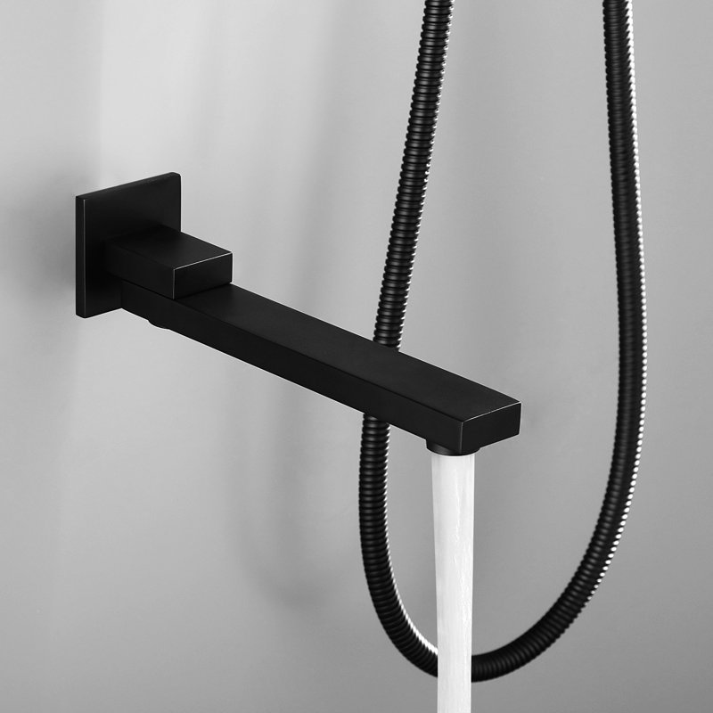 10 Inch Square Matte Black Shower System - Luxury Bathroom Rain Mixer With Self-Cleaning Nozzle Wall Mounted Easy For Easy Clean