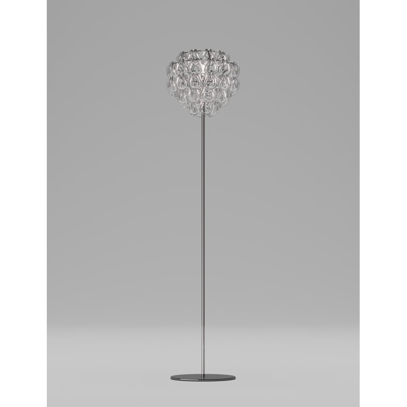 Giogali Floor Lamp Crystal Amber Matt Bronze 1 E26 Ul 1, Glossy Chrome, Crystal Transparent
